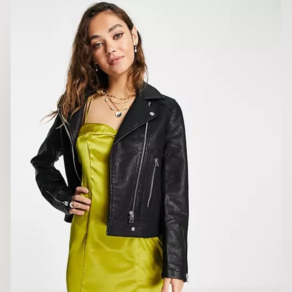 TOPSHOP black leather jacket US SIZE 6